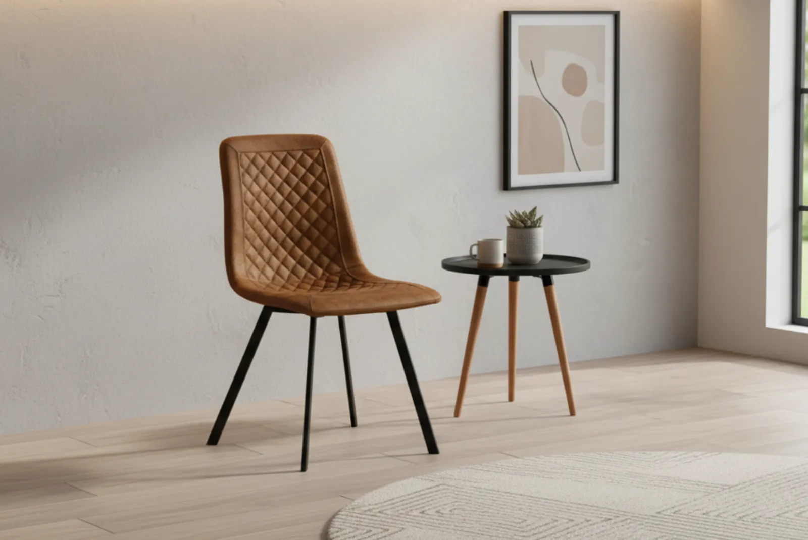 Sedia Wendy in microfibra Vintage Cuoio