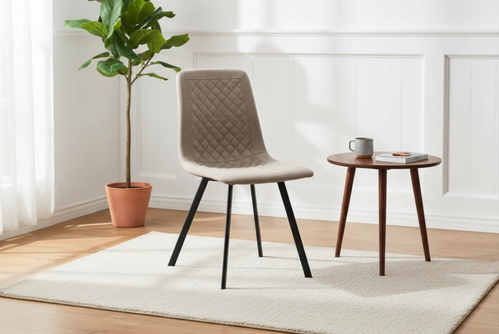 Sedia Wendy in microfibra Vintage Tortora